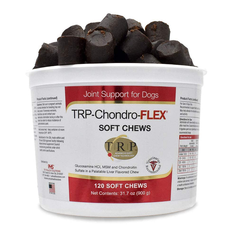 PHS TRP-Chondro-Flex Joint Support Supplement for Dogs - Glucosamine, MSM, Chondroitin - Hip and Joint Pain Relief and Support - Made in USA - 120 Soft Chews - BeesActive Australia
