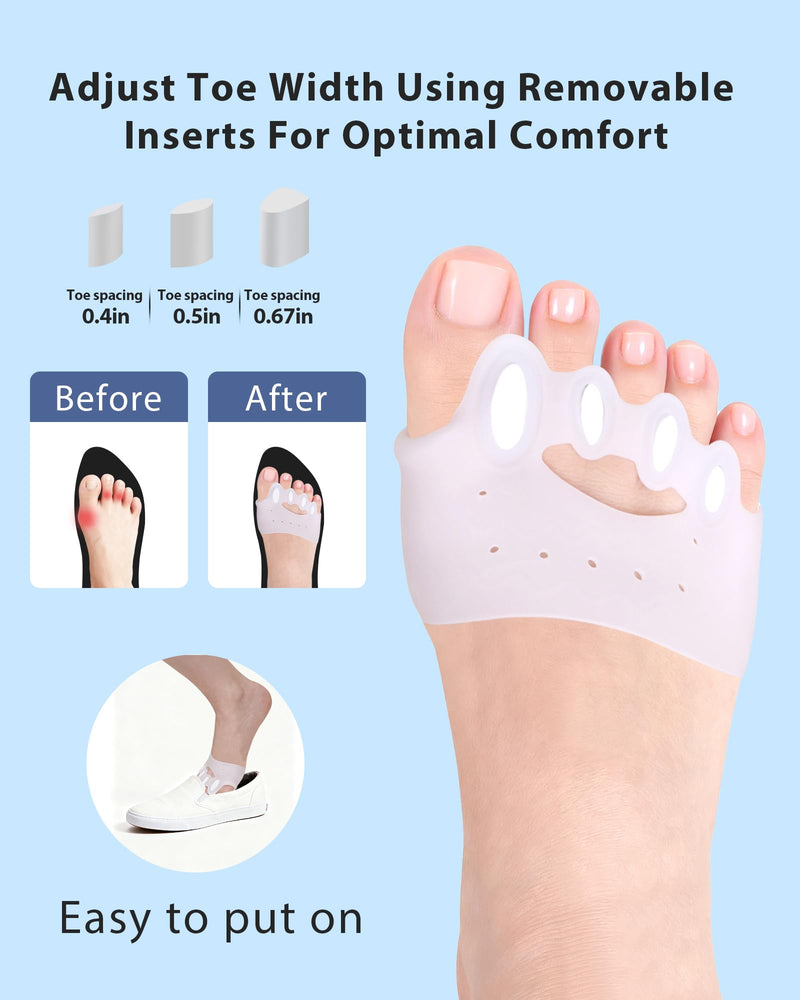 Adjustable Silicone Toe Separators, Spacers Bunion Corrector for Women Men, Toe Straightener, Breathable Soft and Comfortable Silicone Foot Cushions (4 Pairs) Adjustable