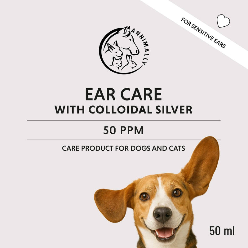 Annimally Ear Drops for Dogs & Cats with Colloidal Silver 50 ppm 50 ml - Gentle Ear Cleaning, Alcohol-Free Formula for Daily Use, Made in Germany