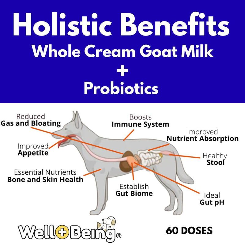 Nature’s Diet Well+Being Whole Cream Goat Milk & Probiotics for Dogs – 1.6 Billion Live Cultures – Supports Gut Health, Digestion & Nutrient Absorption – 60 Doses (6 oz)