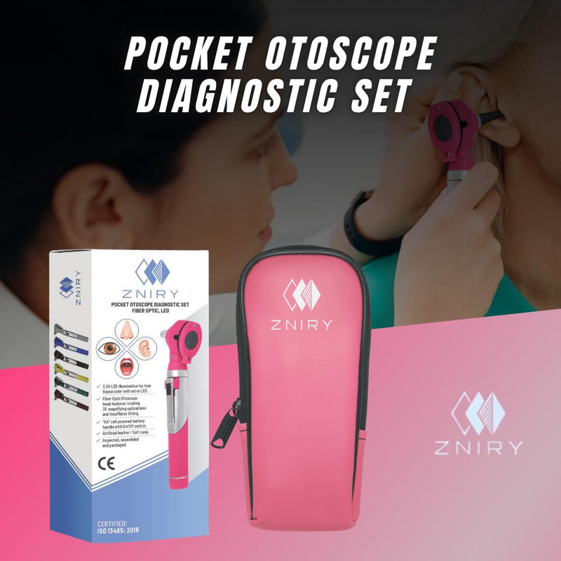Fiber Optic Mini Otoscope - Ear Scope with Light for Infection Detection, Wax Removal, and At-Home ENT Exams (Pink Color) Reguler - BeesActive Australia