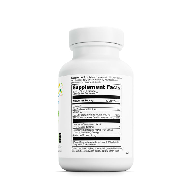 Little DaVinci Immuni-z + Elderberry - Kids Zinc Lozenge to Support Immune Health, Healthy Lungs and Throat Tissue* - With Vitamin D3, Zinc, Elderberry and More - Lemon Flavor - 60 Lozenges