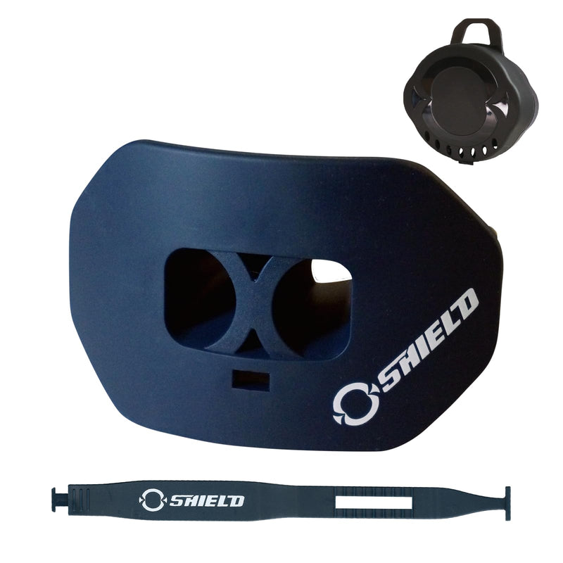 O Shield Mouth Guard for Football with Dual-Layer Protection, Built-in Air Channels, Extended Lip Shield, Soft Material, Adult and Youth Sizes with Strap/Case, Navy Blue - BeesActive Australia