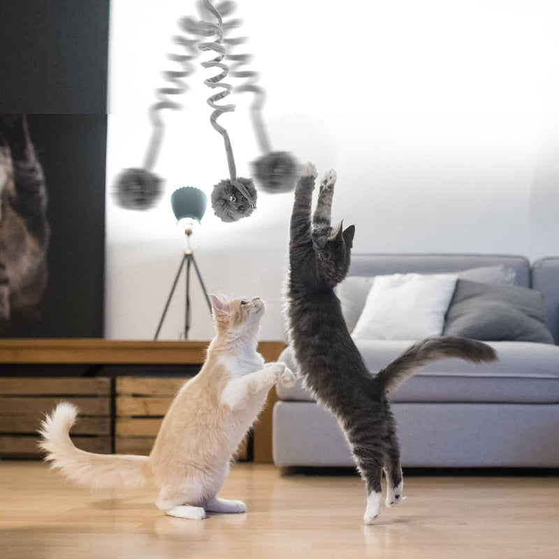 4pcs Hanging Cat Toys, Elastic Cat Spring Toys for Indoor Cats, Interactive Toys for Cats, Cat Balls with Bell, Cat Toys for Bored Indoor Adult Cats, Cat Toy Springs in Pink, Blue, Yellow, Gray - BeesActive Australia
