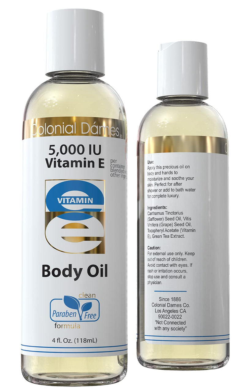 Colonial Dames 5,000 IU Vitamin E Oil Blend Skin Therapy Oil for Whole Body Vitamin E Body Oil for Hydrated Healthy Skin