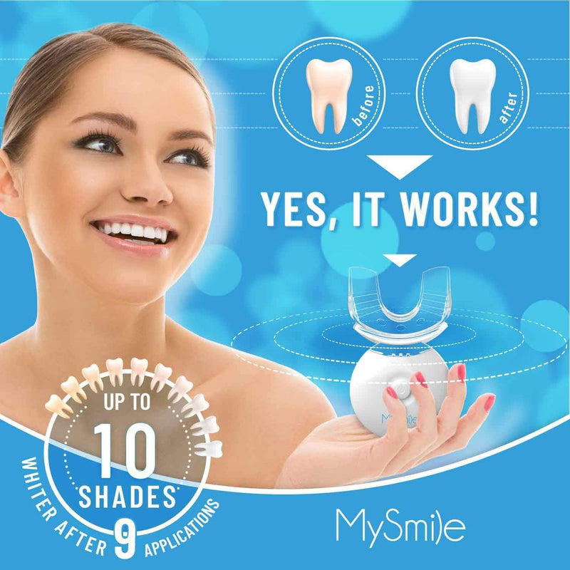 MySmile Teeth Whitening Kit with LED Light, 10 Min Fast Teeth Whitener with 3 x 35% Carbamide Peroxide Teeth Whitening Gel, Helps to Remove Stains from Coffee, Smoking, Wines, Soda, Food - BeesActive Australia