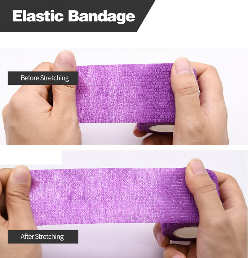 12pcs 2in Self Adhesive Bandage Wraps, 5 Yards, Vet Wraps for Sports, Wrist, Ankle, Swelling 48 Pack Multicolor 2 Inch - BeesActive Australia