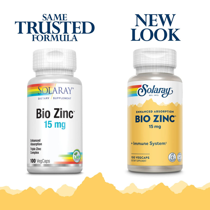 Solaray Bio Zinc 15 mg - Zinc Supplements for Women and Men, 15mg Complex with Picolinate, Citrate, and Chelated Amino Acid for Immune Health Support - 100 Capsules | Zinc Supplements for Women and Men, 15mg Complex with Picolinate, Citrate, And Chelat...