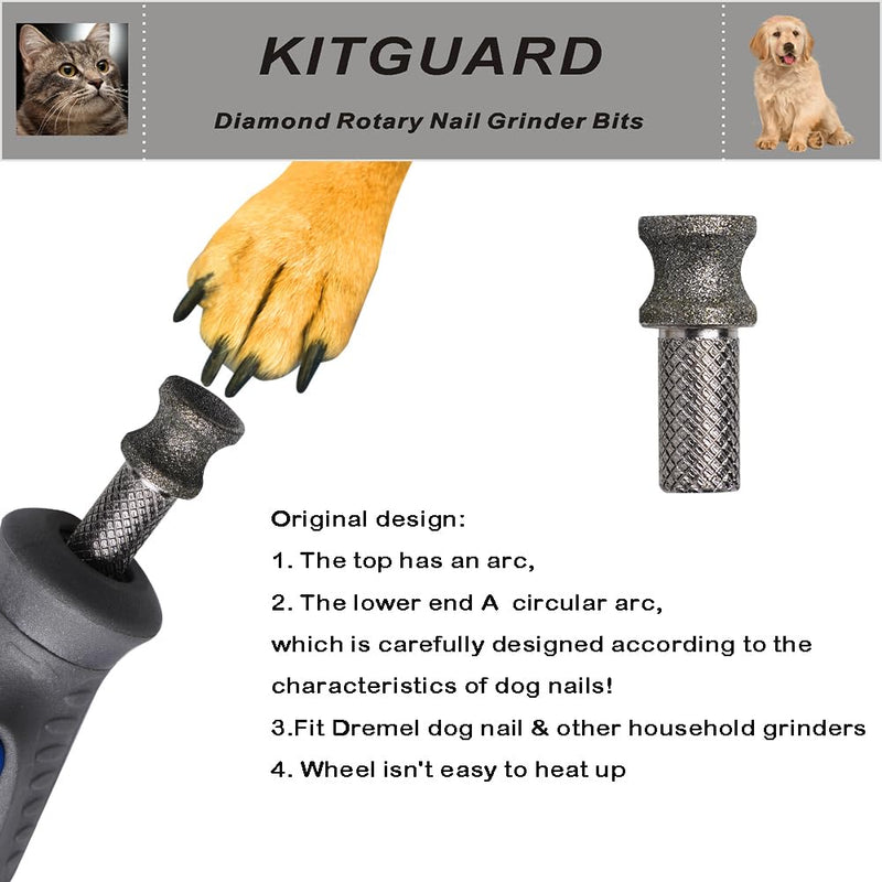 Diamond Dog Nail Grinder Bits for Rotary Tool-1/8'' Dog Nail Grinder Attachment-Pet Nail Grinder Bit Work for Animals Nail Care (XX Large K) ClassicK 1P