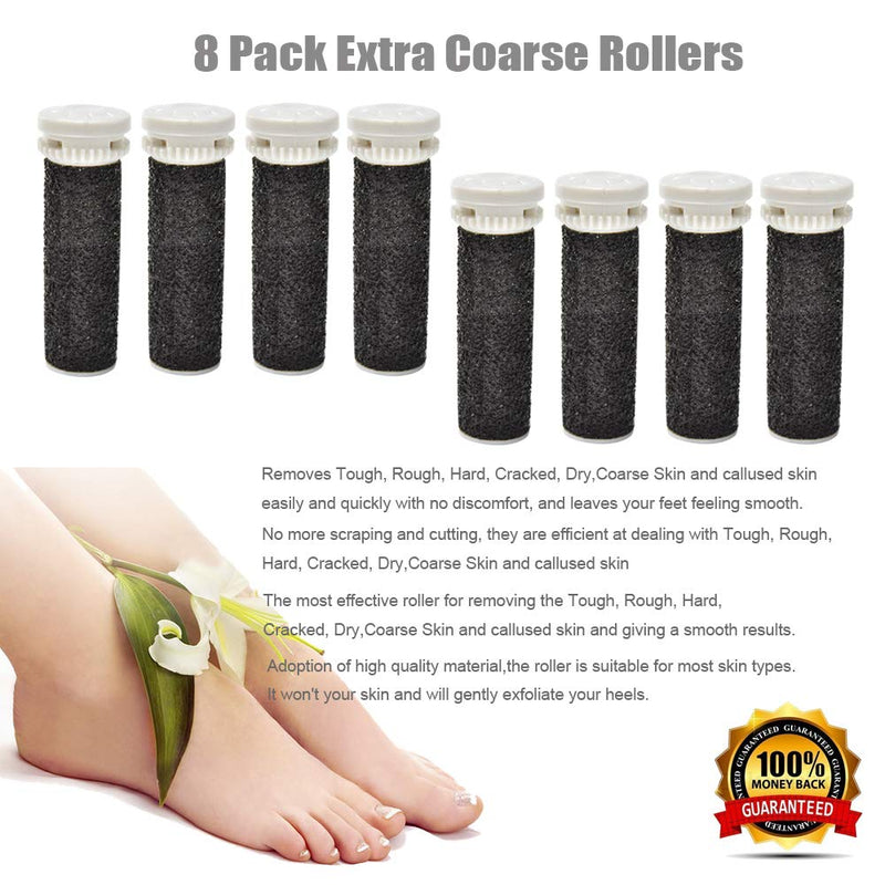 8 Pack Black Replacement Roller Refills Compatible with Scholl Express Pedi Foot Smoother-Extra Coarse 8 Pack Black - BeesActive Australia