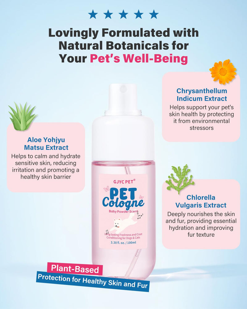 Dog & Cat Perfume | Long-Lasting Baby Powder Scent Deodorizing Spray | Fur-Conditioning Cologne, Non-Sticky Formula | Travel-Friendly, 3.38 fl. oz - PawsPlanet Australia