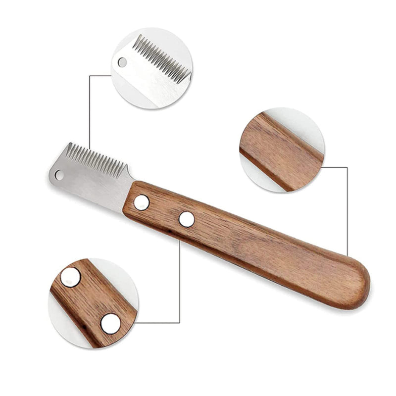 Vastsea Professional trimming knife, dog trimming knife with wooden handle, ergonomically shaped handle for right-handed use, applicable for pet grooming, most dogs - BeesActive Australia