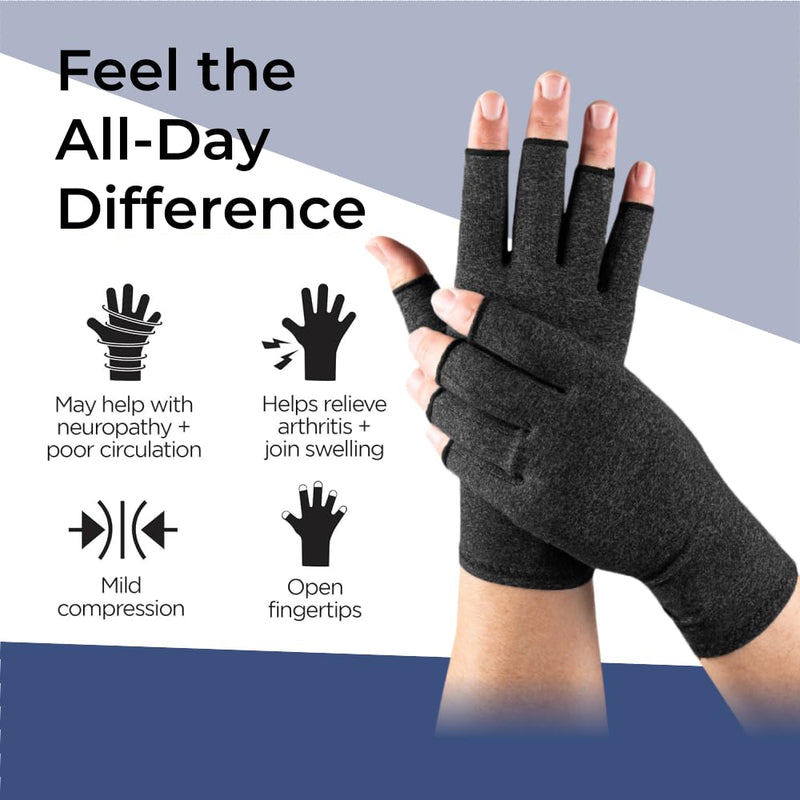Arthritis Gloves for Women for Pain, Men and Women Fingerless Compression Wrap for Hand Pain and Osteoarthritis Compression Gloves,M,Black Black Medium - BeesActive Australia