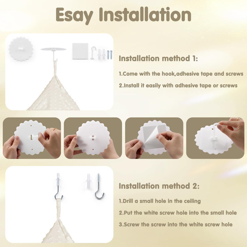 Bed Canopy for Girls - Princess Bed Canopy - Crib Canopy for Boys and Girls Bedroom Decor, Suitable for Use in Cribs Canopy Bed Curtains (Beige) Beige - BeesActive Australia
