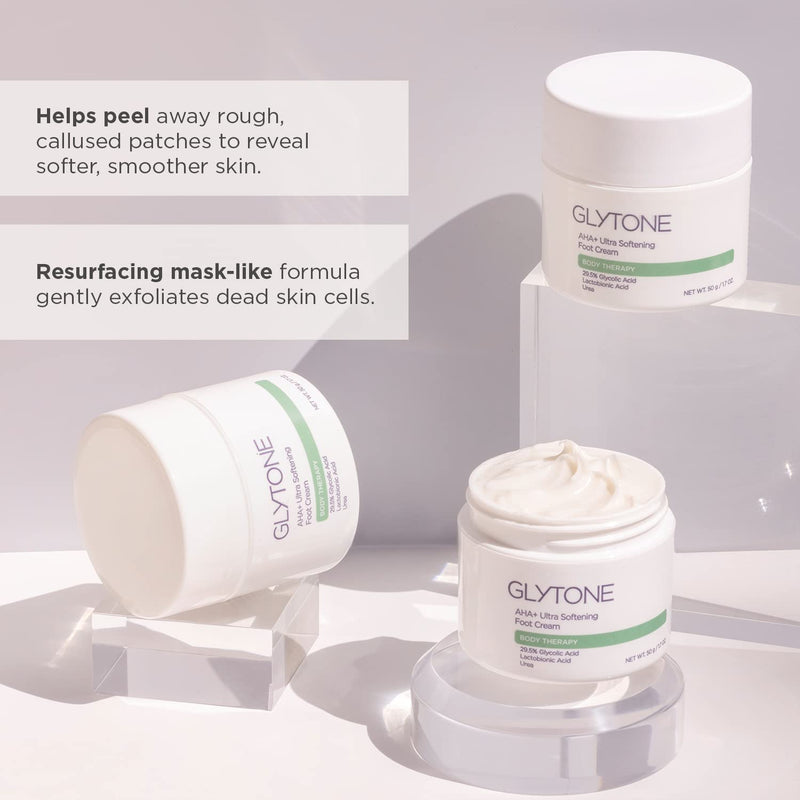 GLYTONE AHA+ Foot Cream for Dry Cracked Heels & Feet | Exfoliate, Hydrate & Retexturize Dry, Rough Foot with Exfoliating 29.5% Glycolic Acid, Moisturizing Lactobionic Acid & Urea - 1.7 Oz 1.7 Fl Oz (Pack of 1) - BeesActive Australia