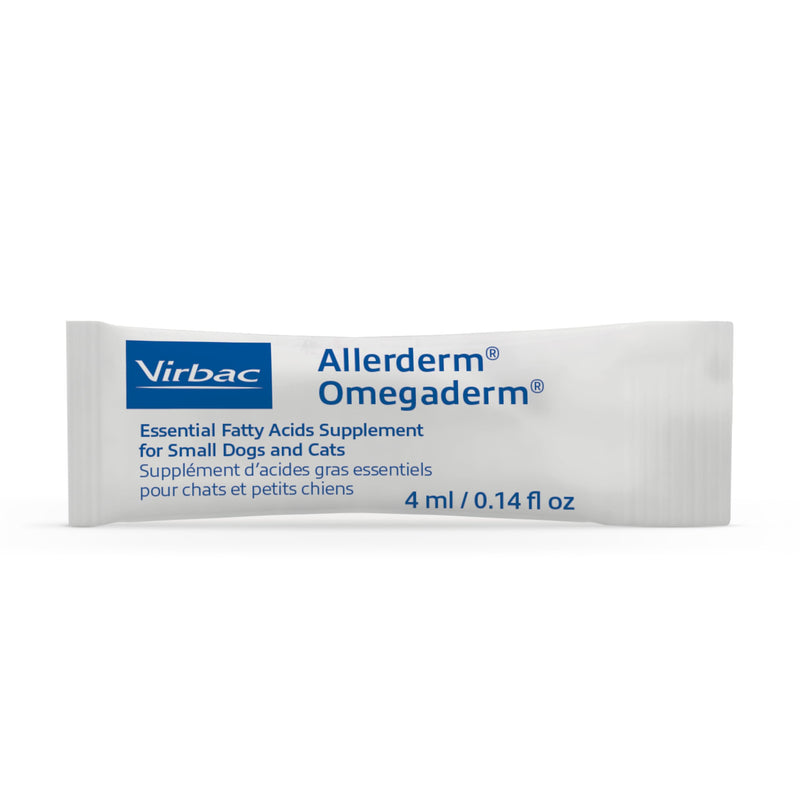 Virbac ALLERDERM OMEGADERM® Essential Fatty Acids Supplement - Omega 3, Omega 6, Vitamin E supplement | Allergy Support for Cats/Small Dogs – 28 daily doses Small Dog/Cat 4ml