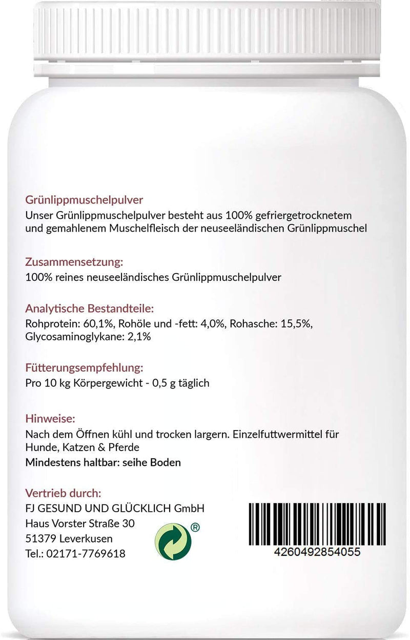 500g Premium Green Lipped Mussel Powder Dog - Made in Germany - Green Lipped Mussel for Dogs Cats Horses 100% pure - Green Lipped Mussel Extract Dogs Perna Canaliculus - Barf Powder Dog Cat Horse - BeesActive Australia
