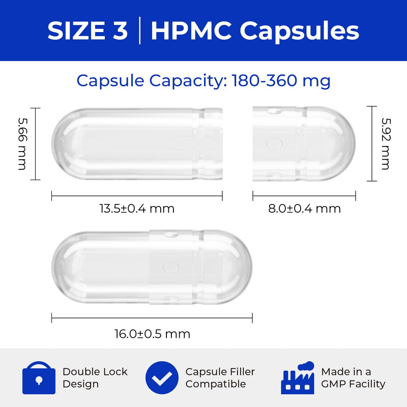 Empty Vegan Capsules Size 3 - Vegan Capsules Empty (5000 Count) Empty Capsules DIY Vegetable Capsule Filling 1 Count (Pack of 1)