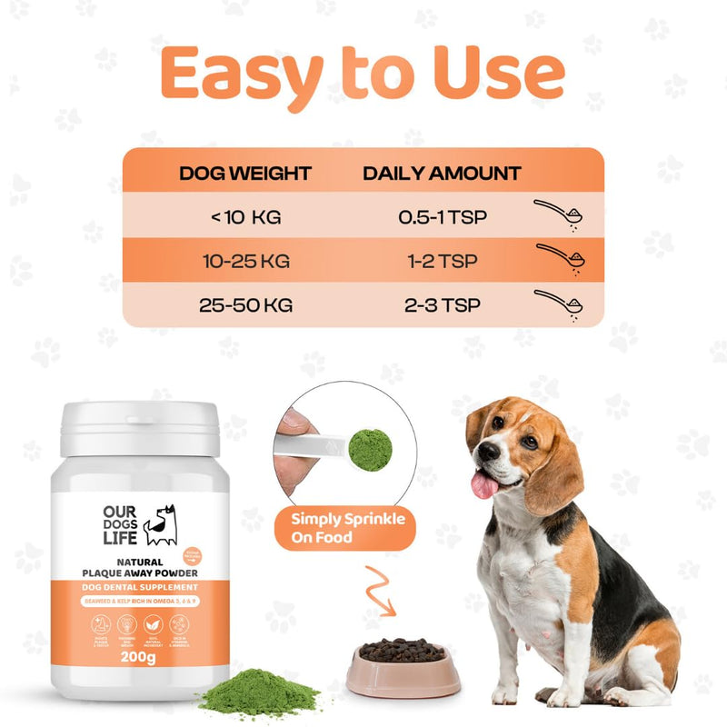 DogsLife Plaque Off Powder for Dogs - 200g | Organic Dog Teeth Cleaning Product | Tartar Remover & Breath Freshener | 100% Natural Dog Plaque Remover 1 count (Pack of 1)