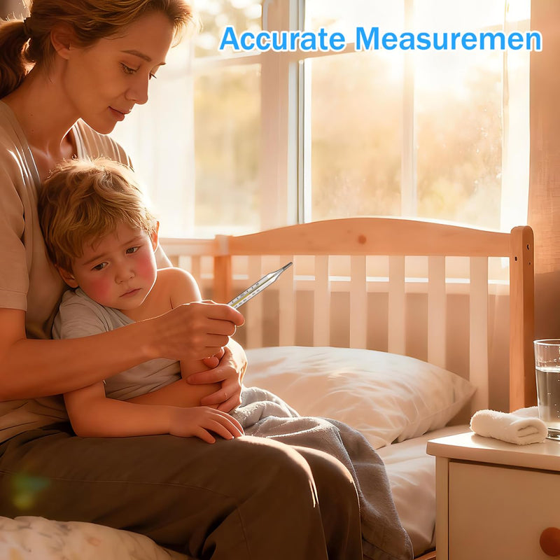 Glass Cuban Temperature Thermometers: Thermometers for Fever - Old Fashioned Axillary & Oral Thermometer for Adults Kids Elderly ℃ & ℉