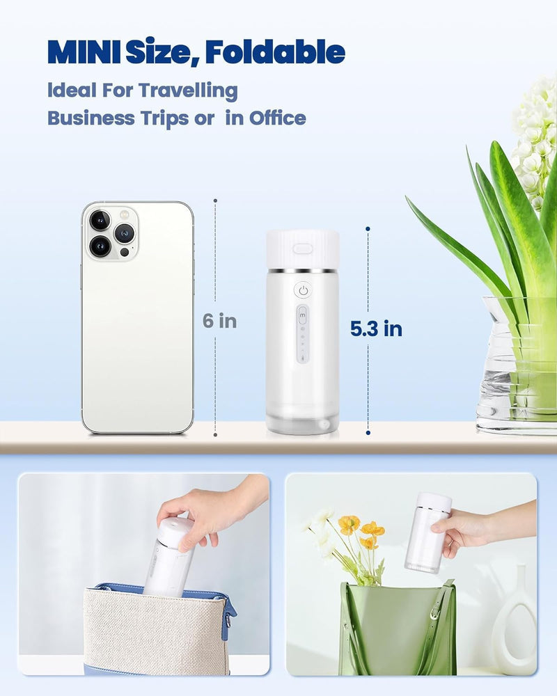 FERRISA Portable Cordless Water Flosser Rechargeable, Detachable Water Tank, Water Dental Flosser with 4 Refill Heads, 4 Modes & Ipx7 Waterproof, Travel Water Flosser for Braces, Teeth Care White