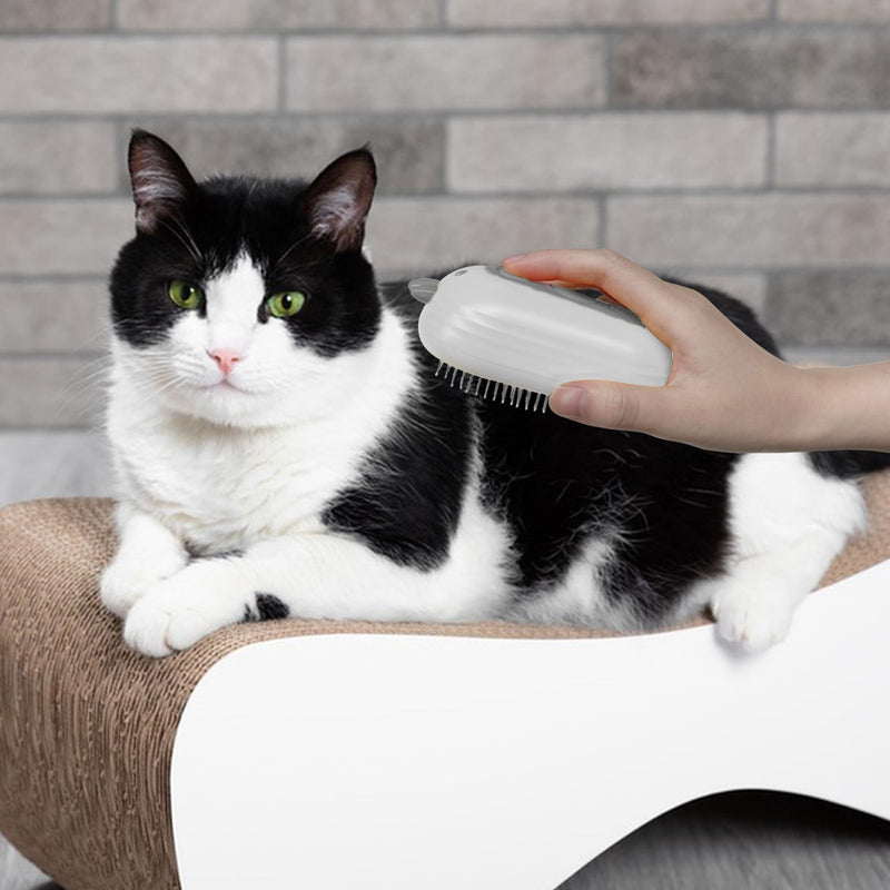 Cat brush with steam, 4-in-1 steam brush cat, steamer brush cat for long hair and short hair, cat brush with water tank Clean pet hair from the brush with one button (white) white - BeesActive Australia