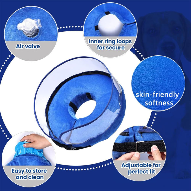 Neck collars for dogs, 2-in-1 inflatable dog collar for recovery after operations or wounds, dog collar, protective collar for pets, adjustable, comfortable protective collar, blue L blue (neck: 12 "-18") L - BeesActive Australia