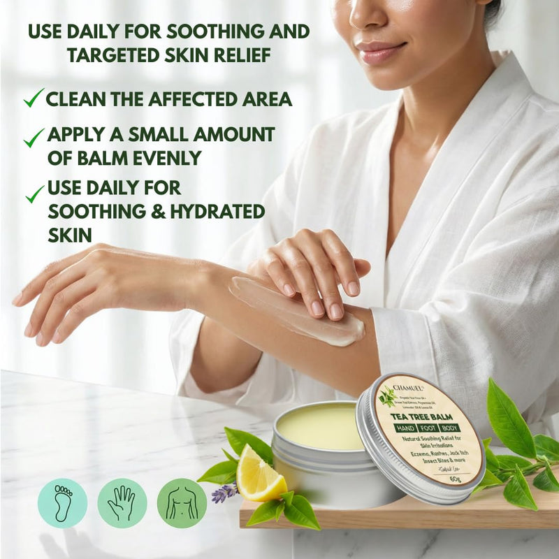 Tea Tree Oil Balm- All Natural | Great Cream for Soothing Eczema, Cracked Foot, Rashes, Jock Itch, Bug Bites, Folliculitis, Acne, Itchy Skin, Cuticles, Psoriasis, Saddle Sores- For Women & Men, 2-Pack 2.11 Ounce (Pack of 2) - BeesActive Australia