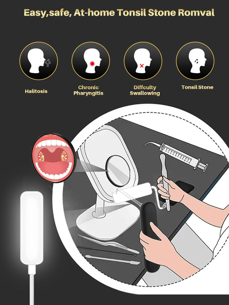 Voraiya Tonsil Stone Removal Vacuum Kit with 5 Mode Suction, 10 in 1 Electronic, Oral Irrigator, Tongue Scraper, Oral lamp & 5X Magnifying Mirror Included for Fresh Breath - BeesActive Australia