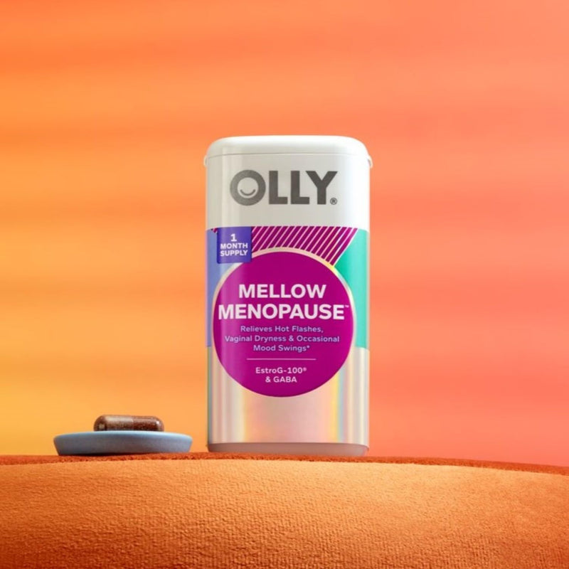 OLLY Mellow Menopause Supplements for Women, Supports Hot Flashes, Vaginal Dryness & Occasional Mood Swings,* Estro-G100¬Æ, GABA, Vegan Capsules, 1 Month Supply - 30 Count 30 Count (Pack of 1) - BeesActive Australia