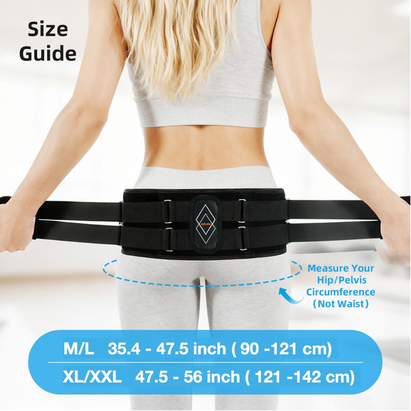 Sacroiliac SI Joint Hip Belt for Women and Men - 8x Maximum Compression and Anti-slip - Sciatica Belt and Lower Back Support Brace - Hip Braces for SI Joints Pain, Pelvic Support (XL/XXL) XL/XXL