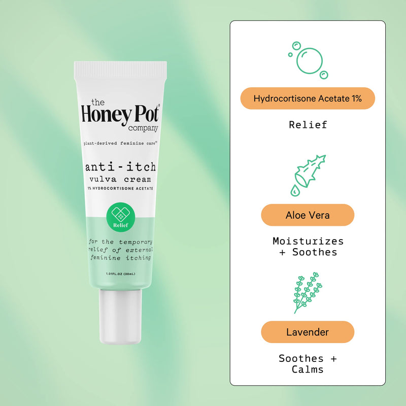 The Honey Pot Company - Feminine Anti-Itch Cream - At Home or On The Go Medicated Cream to Relieve Itching and Discomfort. Maximum Strength - 1 fl. Oz. Anti-Itch Vulva Cream - BeesActive Australia