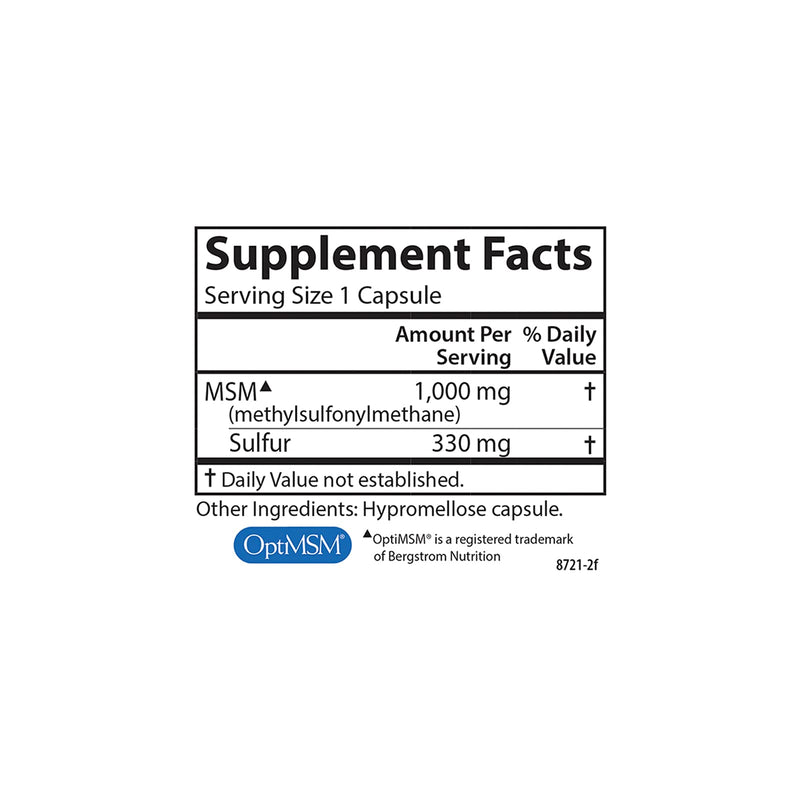 Carlson - M-S-M Sulfur, 1000 mg Superior Bioavailability, Joint Function, Connective Tissue Support & Healthy Skin, 90 Vegetarian Capsules 90 Count (Pack of 1)