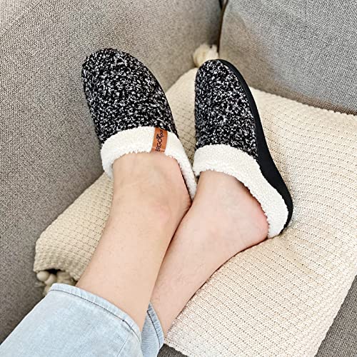 ERGOfoot Orthopedic Slippers with Arch Support for Women Men 8 Women/7 Men Black
