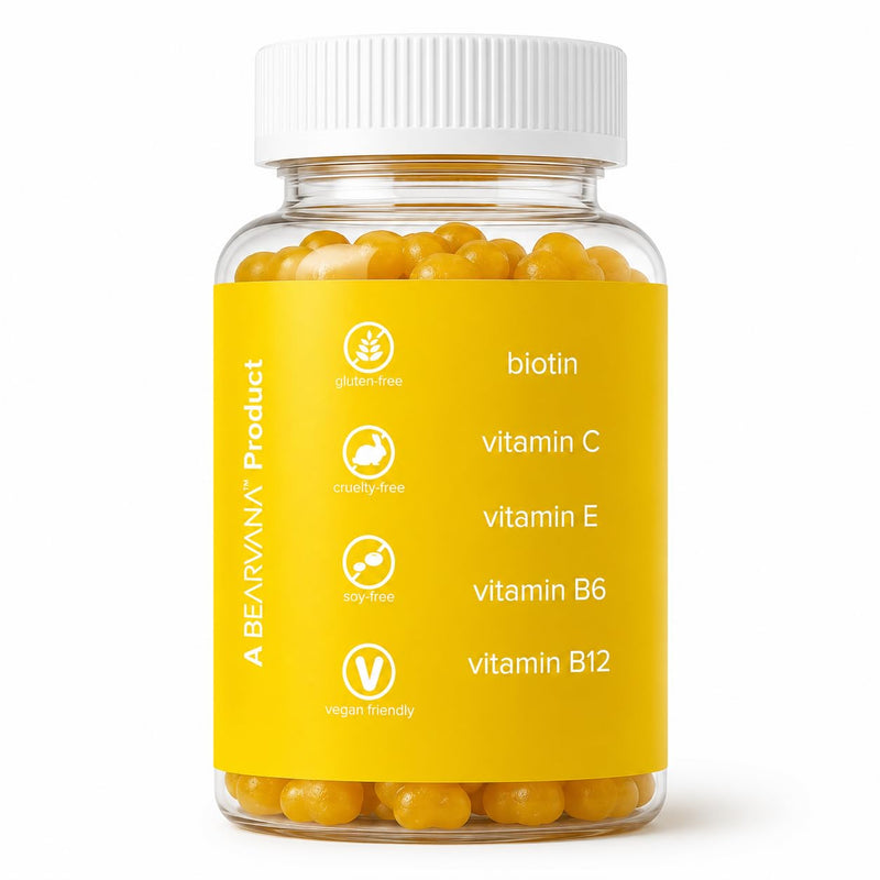 BEARVANA Biotin Gummies Extra Strength | Hair Skin & Nails Vitamins with Biotin, Vitamin C, E, B6 & B12 | Vegan Gummy Vitamins | Pineapple Flavor | 60 Gummies
