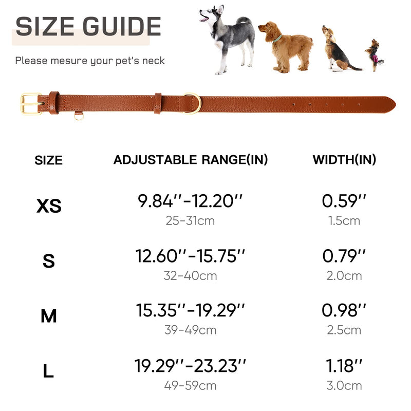 HEELE Dog Collar, Dog Collar with Padded and Genuine Leather, Adjustable Collar for Puppies, Medium, Small Dogs, Brown, M M (Pack of 1) - BeesActive Australia
