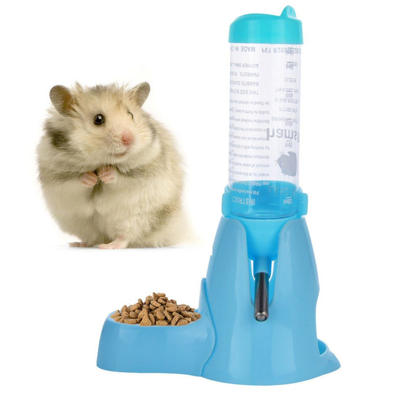 Guardians Hamster Water Bottle,Little Pet Automatic Drinking Bottle with Food Container Base Hut Hanging Water Feeding Bottles Auto Dispenser for Small Animals(125ml,Blue) 125ml Blue - BeesActive Australia