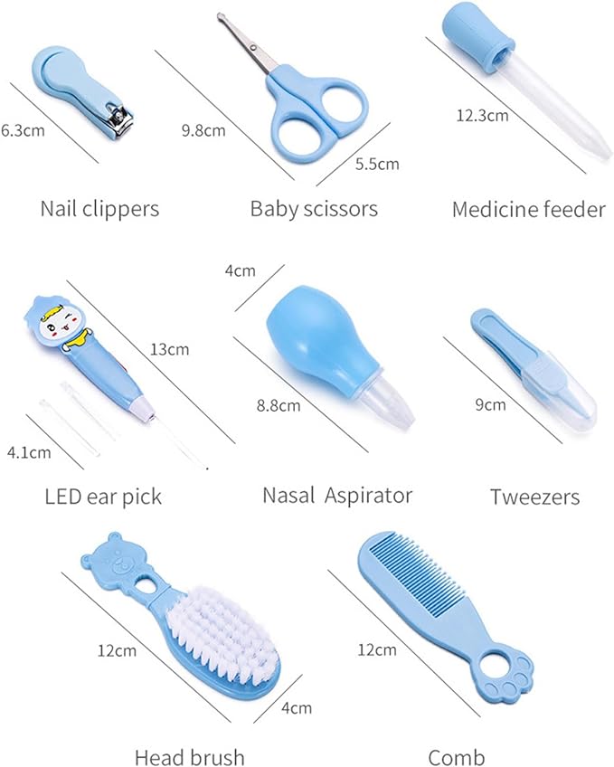 RUISINERY Grooming Brush 8Pcs Baby Health Care Kit Infant Nail Trimmer Hair Comb Grooming Brush Newborn Feeder Infant Care Essential Products - BeesActive Australia
