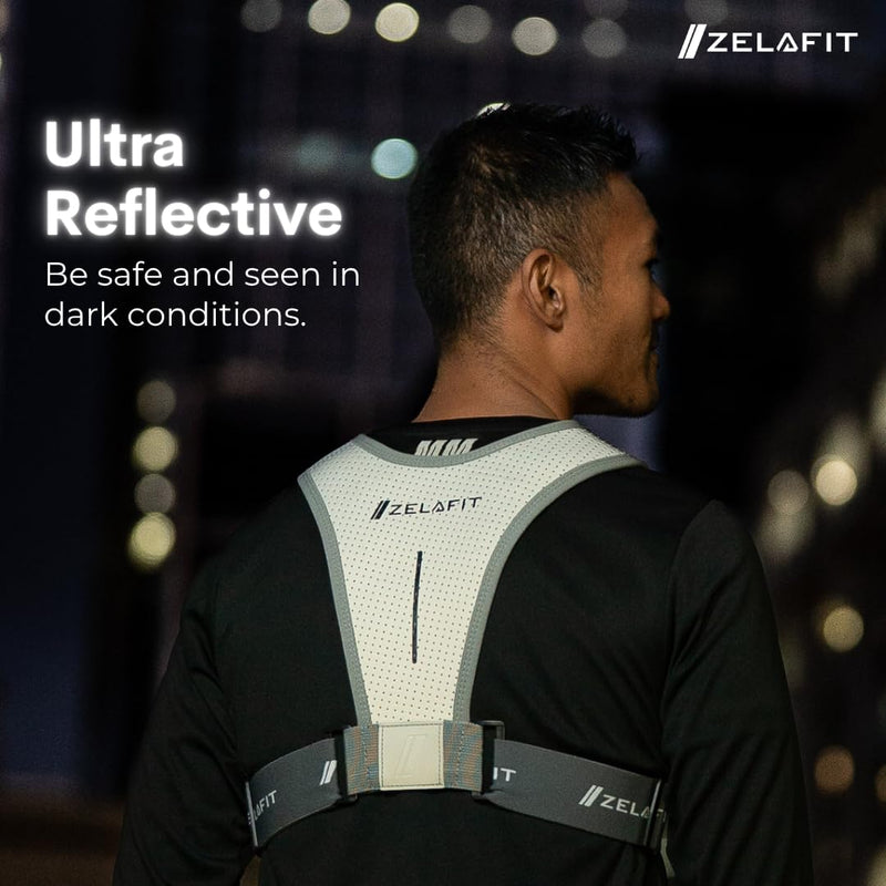ZelaFit™ Running Vest for Women & Men Running Phone Holder – Perfect for Running Gear, Running Accessories, Running Essentials - Lightweight Chest Rig Phone Holder for Running (Silver) Silver