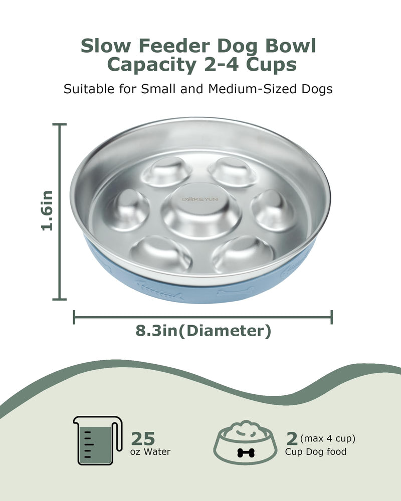 Slow Feeder Dog Bowl Stainless Steel,2-4 Cups Metal Dog Food Bowls with Non-Slip Silicone Mat,Slow Down Eating Pet Bowl for Small & Medium Sized Dogs - BeesActive Australia