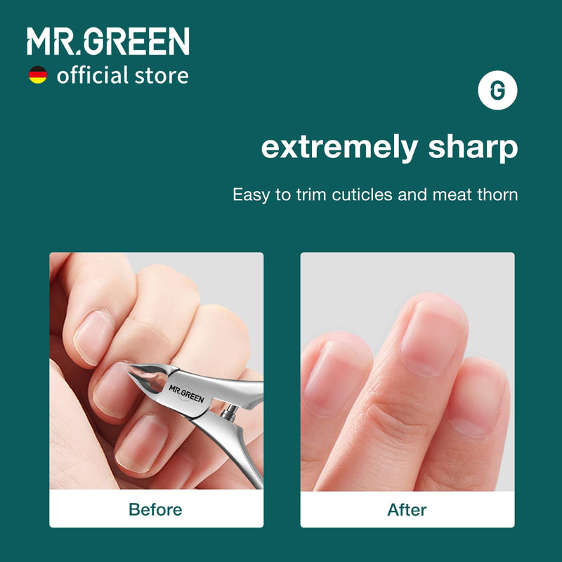 MR.GREEN Cuticle Nippers Innovate Cuticle Scissors Built-in Spring Clippers Trimmer Dead Skin Remover Manicure Beauty Tool (Cuticle Nipper+Manicure Pusher) Cuticle Nipper+manicure Pusher - BeesActive Australia