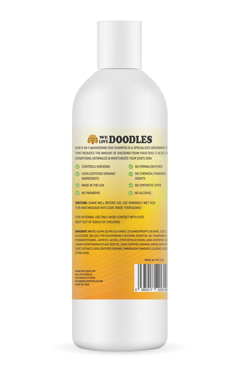 USDA Organic 5-in-1 Deshedding Dog Shampoo & Conditioner, Infuses Skin & Coat with Vitamins & Omega 3 Fatty Acids, Anti-Shed for Puppies, Made in USA, Shed Control for Dogs, 16 oz [We Love Doodles] - BeesActive Australia