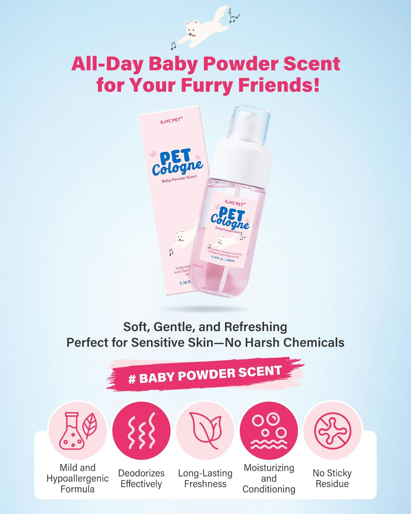 Dog & Cat Perfume | Long-Lasting Baby Powder Scent Deodorizing Spray | Fur-Conditioning Cologne, Non-Sticky Formula | Travel-Friendly, 3.38 fl. oz - PawsPlanet Australia