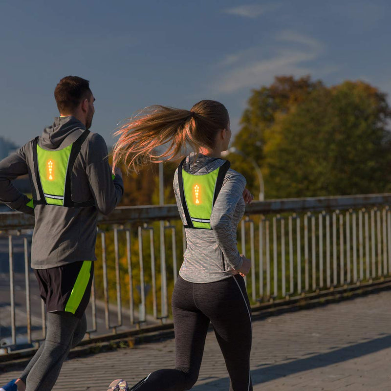 LED Turn Signal Safety Vest with Direction Indicator, USB Charging & Adjustable Bike Pack Accessory Guiding Light for Night Running Walking Cycling Gear - LED Glowing Reflective Backpack 48 LED