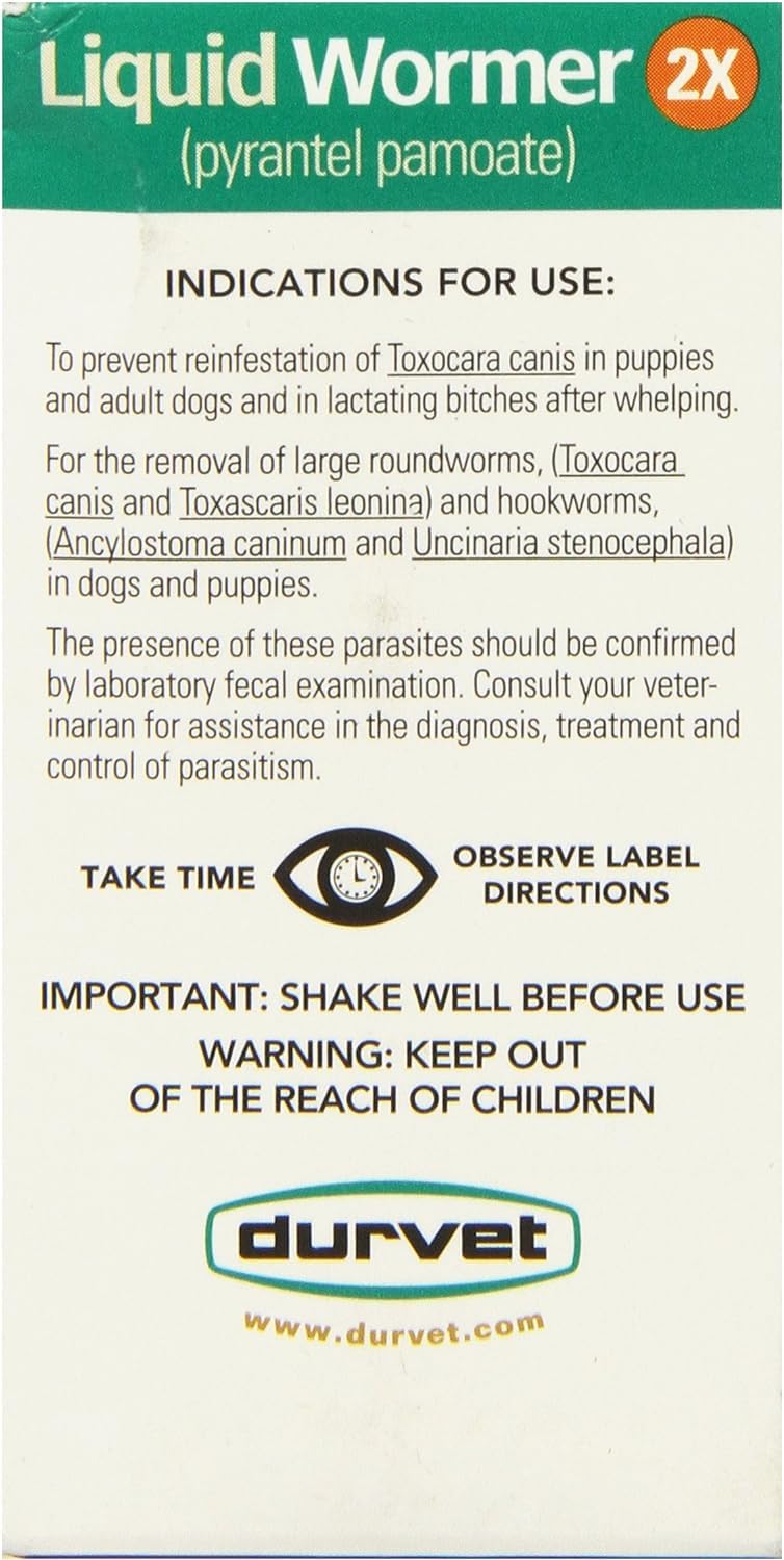 Durvet 2X Liquid Wormer, 2 oz, for Puppies and Adult Dogs - Pack of 2 - BeesActive Australia