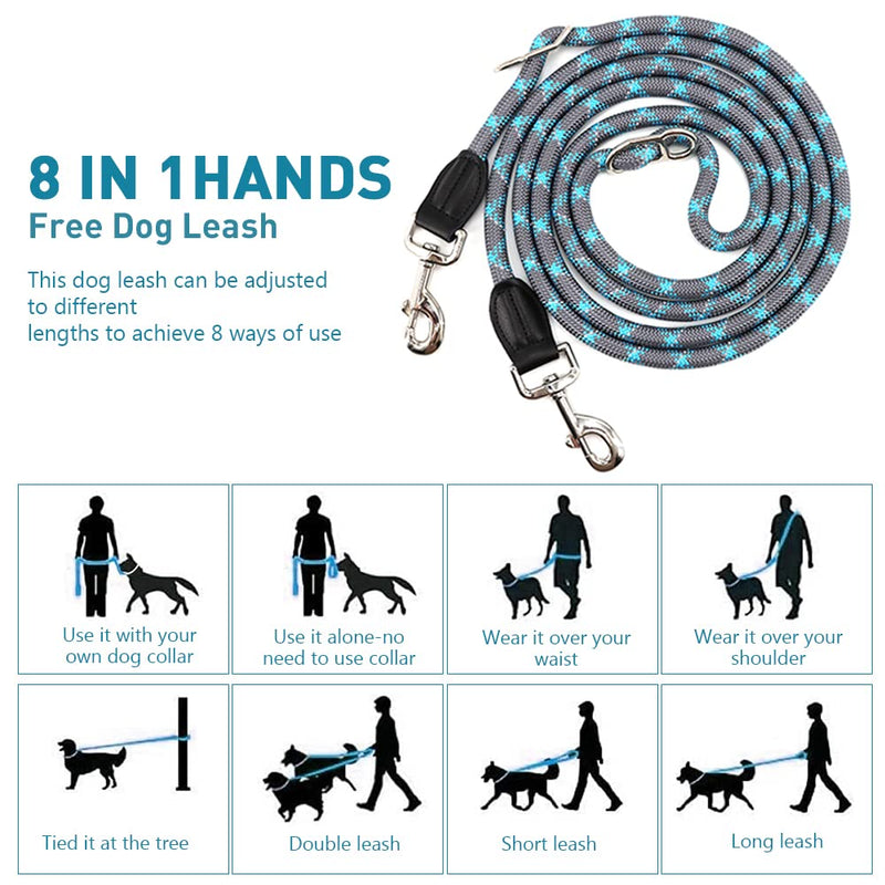 Pawstrip Hands Free Dog Leash - Multifunctional Reflective Waist Leash for Running, Walking, Training - Adjustable Crossbody Nylon Double Leashes for Small Medium Large Dogs (Gray) Gray - BeesActive Australia