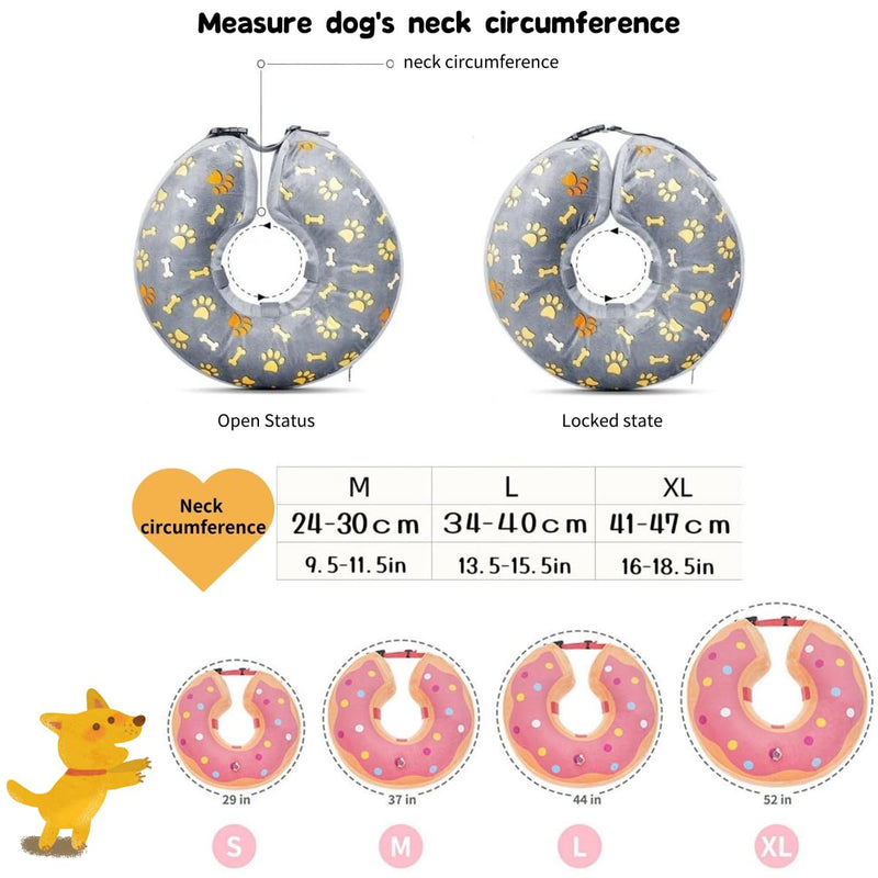 LittleBean Inflatable Neck Brace Dog Cat Protective Collar Collars for Pets Dog Collar Leak Protection for Recovery After Surgery or Wounds (Pink Donuts, [Neck: 16"-18.5"] XL) Pink Donuts - BeesActive Australia