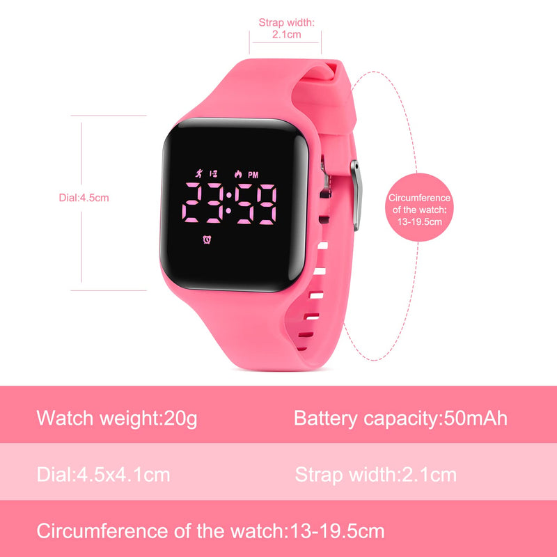 BEN NEVIS Kids Watch, Digital Watch for Boys Girls, Sport Watch with Fitness Tracker, Alarm Clock, Stopwatch, No App and Waterproof, Watch for Kids Ages 5-12 007-WatermelonRedm