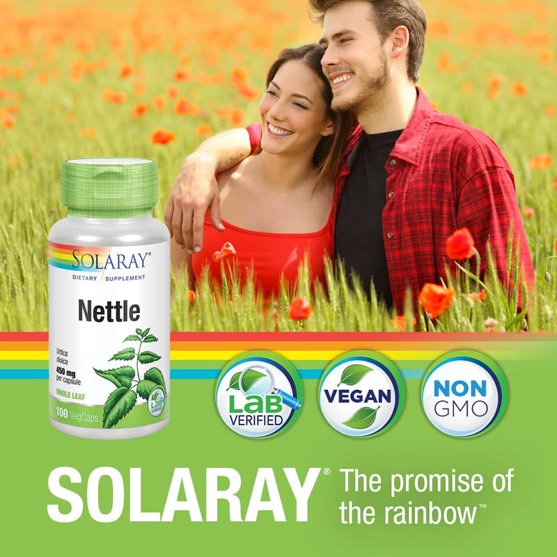 SOLARAY Nettle Leaf 900 mg, 100 VegCaps | Kidney, Urinary, Prostate & Respiratory Support, Whole Nettle Leaf, 50 Servings, Vegan, Non GMO & Lab Verified 100 Count (Pack of 1)