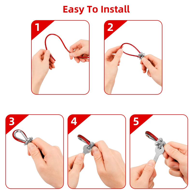 Replacement Cables for Home Gym, Fitness Pulley Cable, Weight Machine Replacement Cable with Stopper Ball 196 inch Red Adjustable length - BeesActive Australia